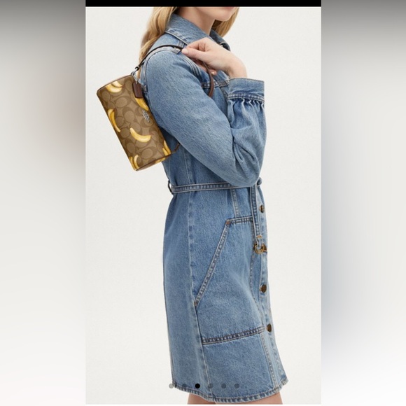 💰SALE💰 NWT Coach Nolita Barrel Bag in Signature Canvas with Banana Print - Picture 3 of 7